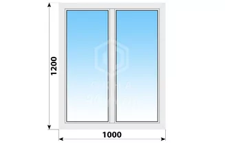 Двухстворчатое пластиковое окно 1000x1200 Г-Г
