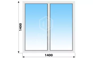 Двухстворчатое пластиковое окно 1400x1400 Г-Г