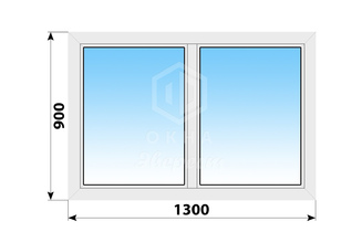 Двухстворчатое пластиковое окно 1300x900 Г-Г