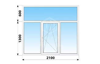 Трехстворчатое пластиковое окно с глухой фрамугой 2100x1900 Г-ПО-Г